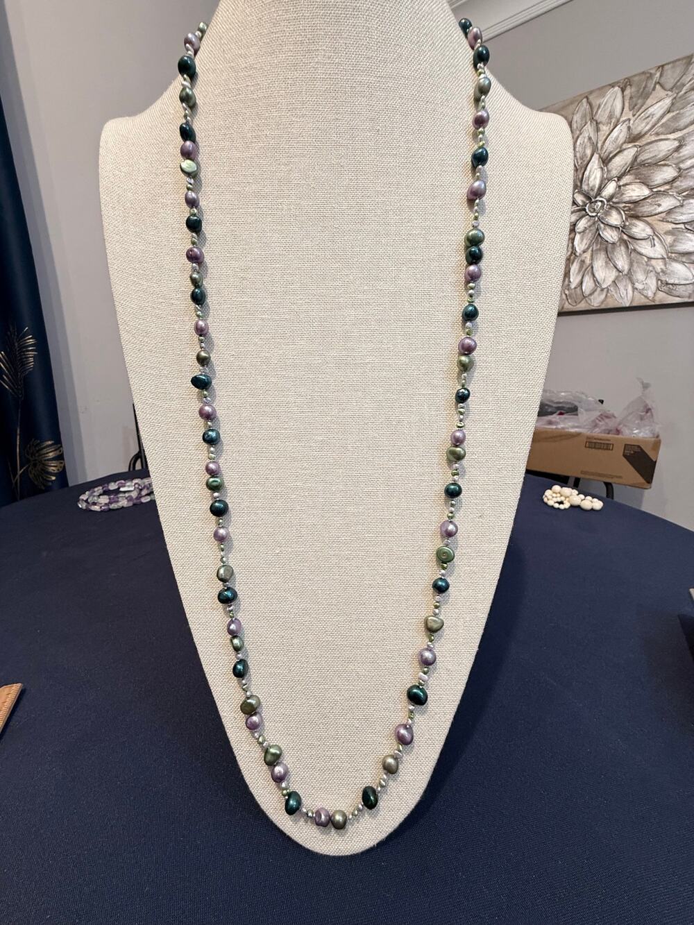 Vintage Faux Pearl Beaded Necklace 40”